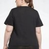 Reebok t-shirt czarny bawełniany damski koszulka duży napis Plus Size